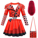 Descendants Red Costumes Girl Halloween Costumes The Rise of Red Cosplay Dress  3-12Y