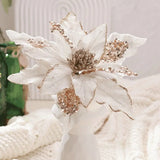 28cm Hanging Glitter Xmas Flower Christmas Decoration
