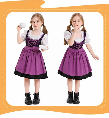 Girls German Dirndl Dress Oktoberfest Costume Witch Cosplay Costume
