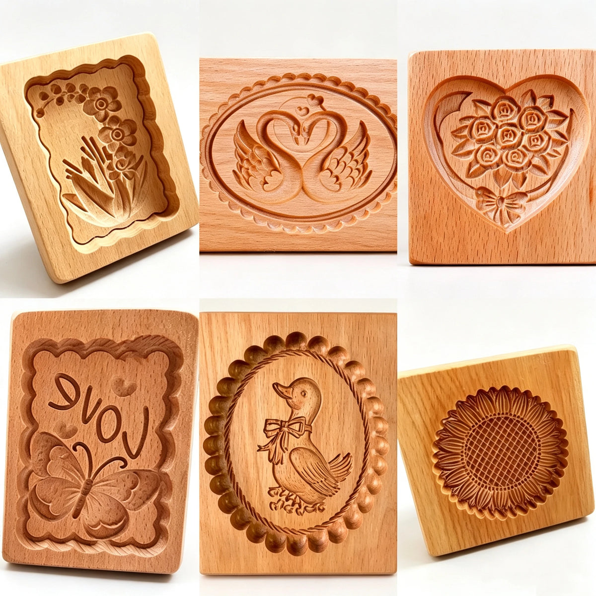 Farmhouse Wooden Cookie Moulds Baking Tools Gift for Bakers
