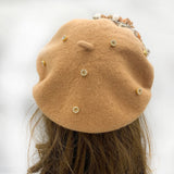 Margie's Flower Diamonte Winter Autumn Beret 10 Colours