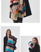 Rainbow Striped Mohair Scarf