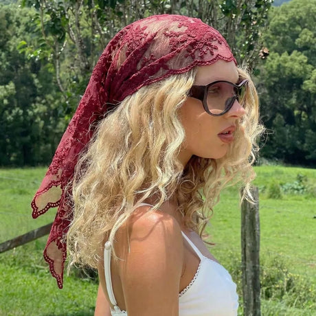 Triangle Lace Scarf Bandana Neckerchief Hair Scarves