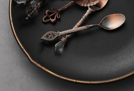 6pcs Vintage Spoons Fork Royal Style Gold Carved Coffee Tea Spoon Dessert Fork Cutlery Set