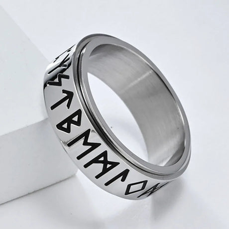 Nordic Viking Runes Spinning Ring Titanium Steel Anxiety Jewellery