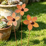 1/3pcs Rusty Metal Flower Garden Decorative Ground Stakes