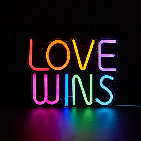 LED Neon Sign LOVE WINS USB Night Light Wall Art Decor Lamp