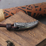 Viking Wolf Fang Stainless Steel Pendant Necklace For Men with Wooden Gift Box