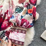 Mandy's Spring Boho Floral Chiffon Cascading Ruffles Dress