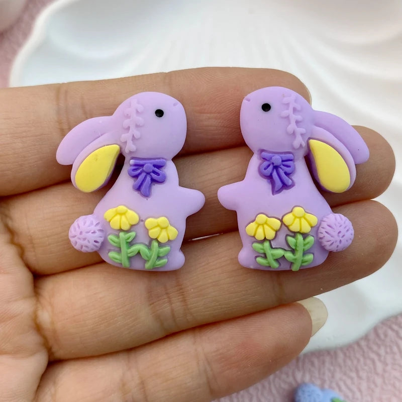 10Pcs Mini 25*30mm Rabbit Flat Back Resin Scrapbooking DIY Jewellery Craft Decoration