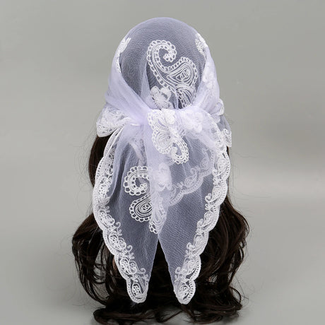 Lace Paisley Embroidered Square Bandana Scarf 23 Colours