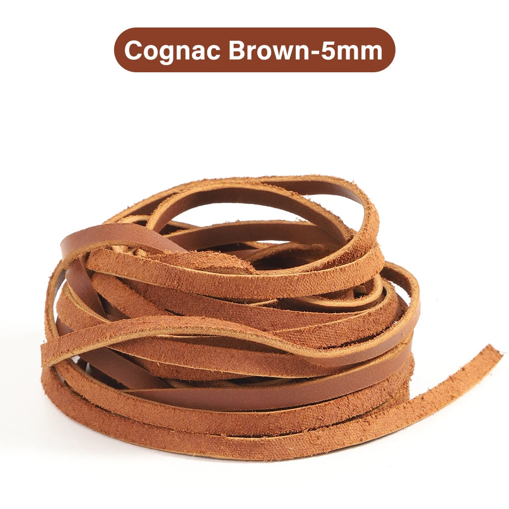 Flat Genuine Leather Cord Rope 3/5mm