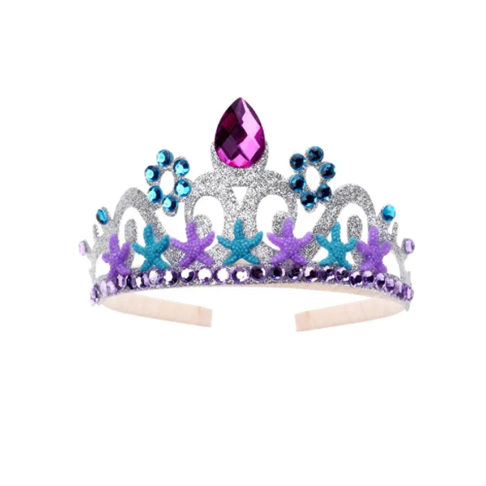 Mermaid Accessories Gloves Wand Crown Jewellery Set Wig Necklace Braid Cosplay Halloween Birthday Party