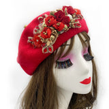 Margie's Flower Diamonte Winter Autumn Beret 10 Colours