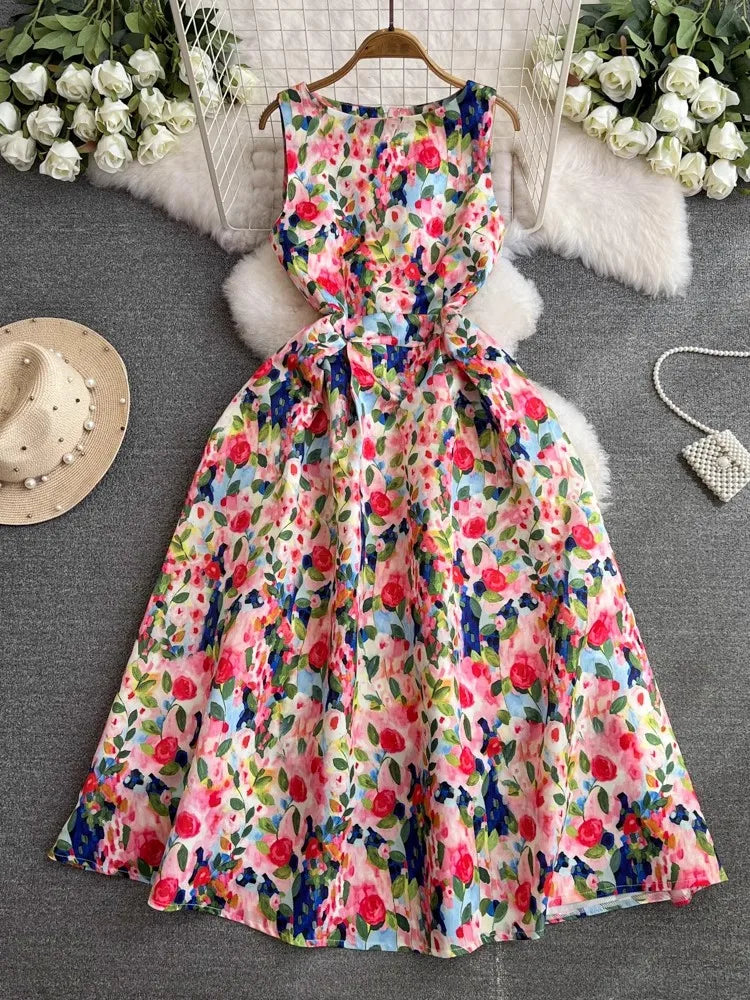 Spring Races Floral Tank Dress with Pockets