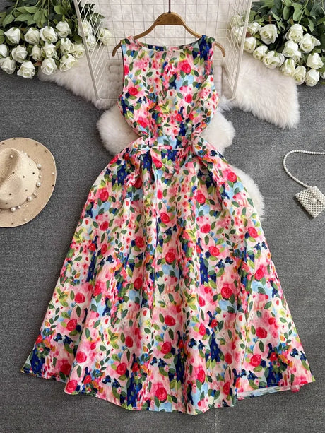 Spring Races Floral Tank Dress with Pockets