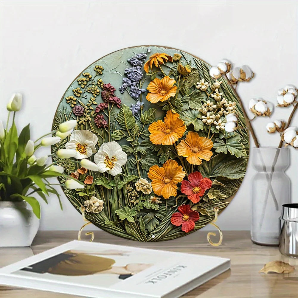 Spring Wildflowers Of Alaska 2D Printed Circular Metal Decorative Sign