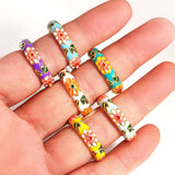 Vintage Boho Colourful Enamel Flower Rings