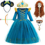 Halloween Cosplay Brave Princess Merida Dress Girls Costumes