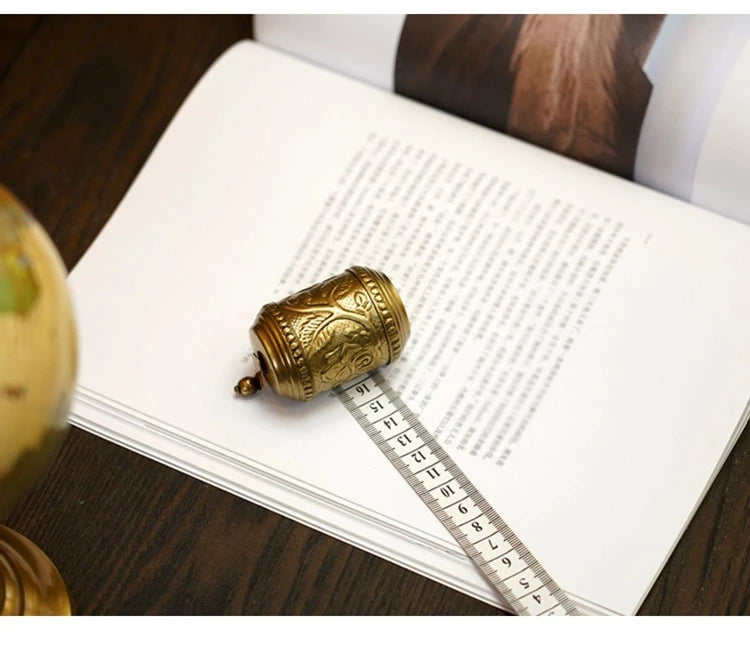 150cm Brass Floral Relief Hand-Cranked Tape Measure
