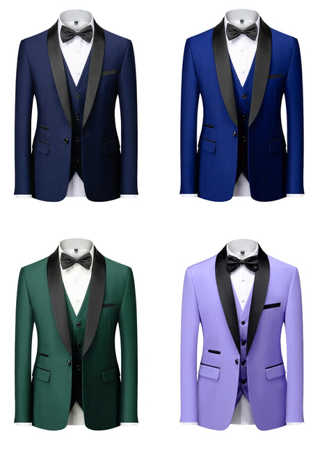 Mens Tuxedo Three Piece Suit Blazer with Trousers and Vest
