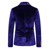 Plush Velvet Suit Two-piece Mens Party Suits Double Breasted Tuxedo Blazers & Pants