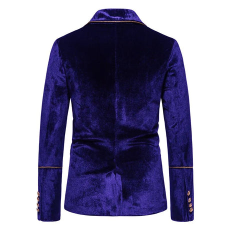 Plush Velvet Suit Two-piece Mens Party Suits Double Breasted Tuxedo Blazers & Pants