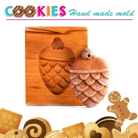 Easter Christmas Wooden Cookie Mould Gingerbread Embossing Stamp Baking Tools
