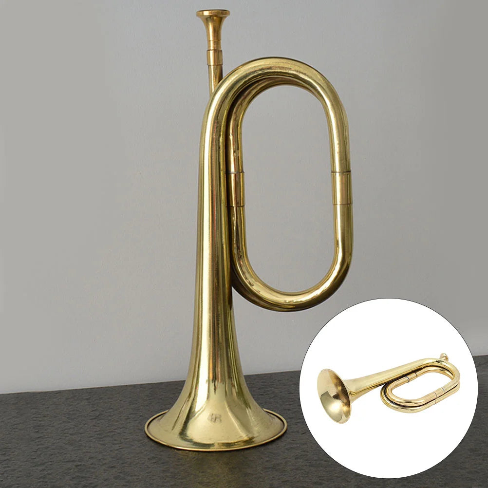 Bugle Trumpet Brass Cavalry Horn with Mouthpiece for School Band Cavalry Military Orchestra Musical Instrument