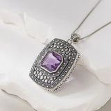 Tiarn's Token S925 Sterling Silver Pendants Tangent Plane Amethyst