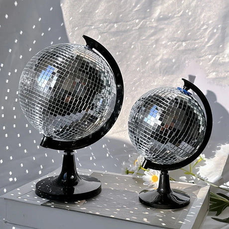 Rotating Mirror Ball Disco Globe Decor