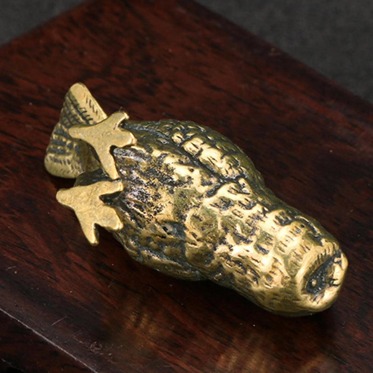 Curious Owl Figurine Brass Animal Desktop Figurine Tea Pet
