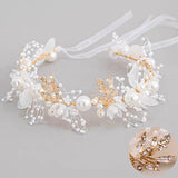 Girls Pearl Flower Wreath Floral Garland Head Hoop