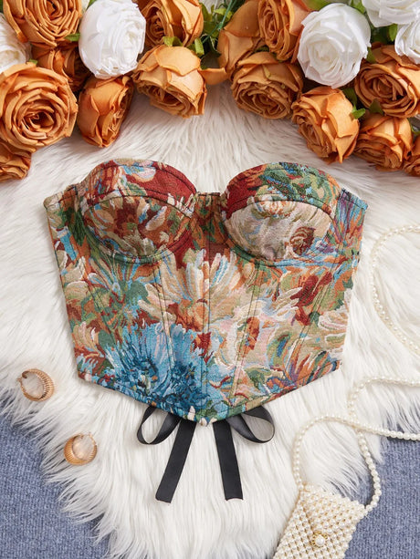 Meadow Weaver's Boned Floral Underwired Corset