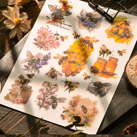 3 sheets A5 Bee RUB ON Transfer Stickers Scrapbooking Junk Journal DIY Crafts