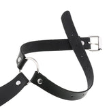 Imitation Leather Black Neck Tie Punk O-Ring Studded Choker Necklace