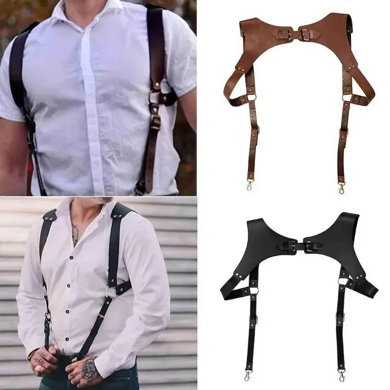 Men's Leather Bracers Harness Suspender Belts