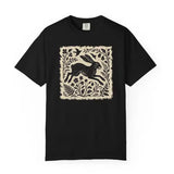 Wild Hare Linoprint T-Shirt Folk Art Forest Animal Naturecore Tee