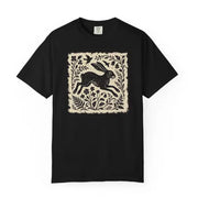 Wild Hare Linoprint T-Shirt Folk Art Forest Animal Naturecore Tee
