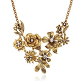 Metal Flower Bouquet Chunky Necklace