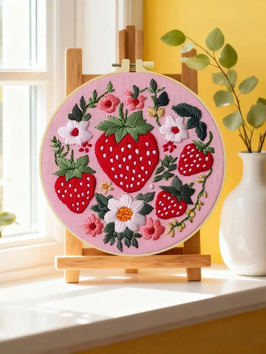 Strawberry Patch DIY Embroidery Kit for Beginners
