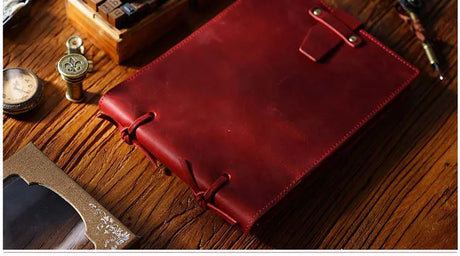 Stitched Genuine Leather Notebook 6 Colours Handmade Journal with Lock Blank Kraft Paper 200 Pages Sketchbook