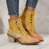 Purple and Golden Marie Antoinette Handmade Embroidered Ankle Boots