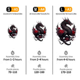 Gothic Rose Flying Dragon Wooden Jigsaw Puzzle Irregular Shaped Pieces