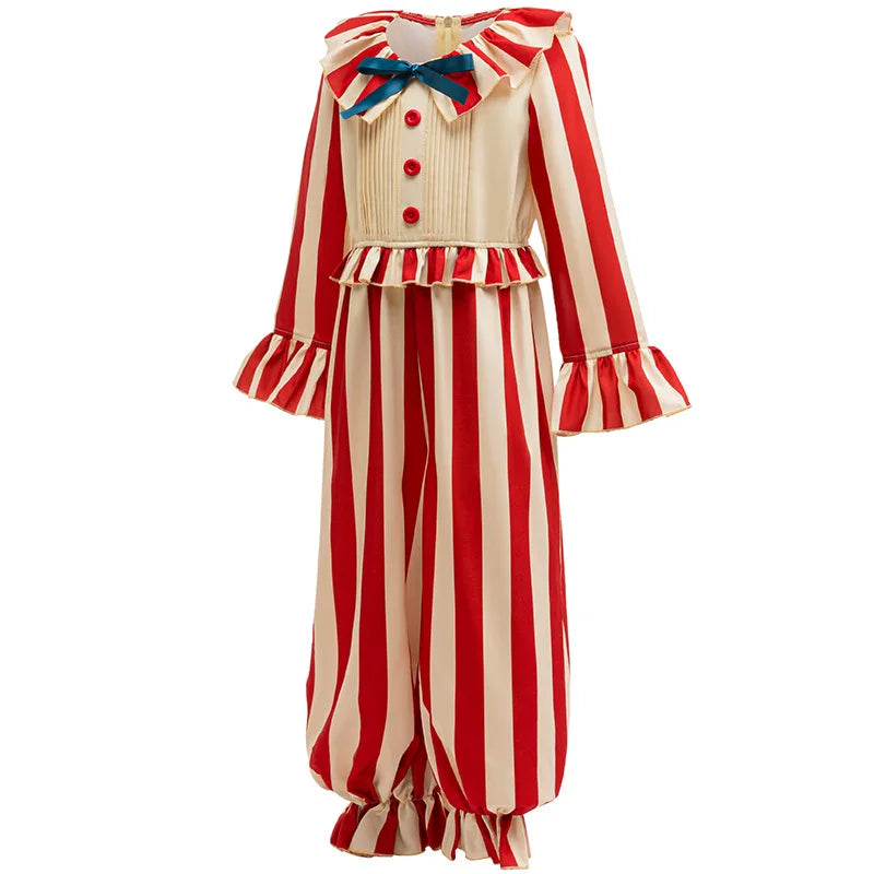 Clown In A Cornfield Kid Cosplay Halloween Costume Girls Boy Clown Jumpsuit