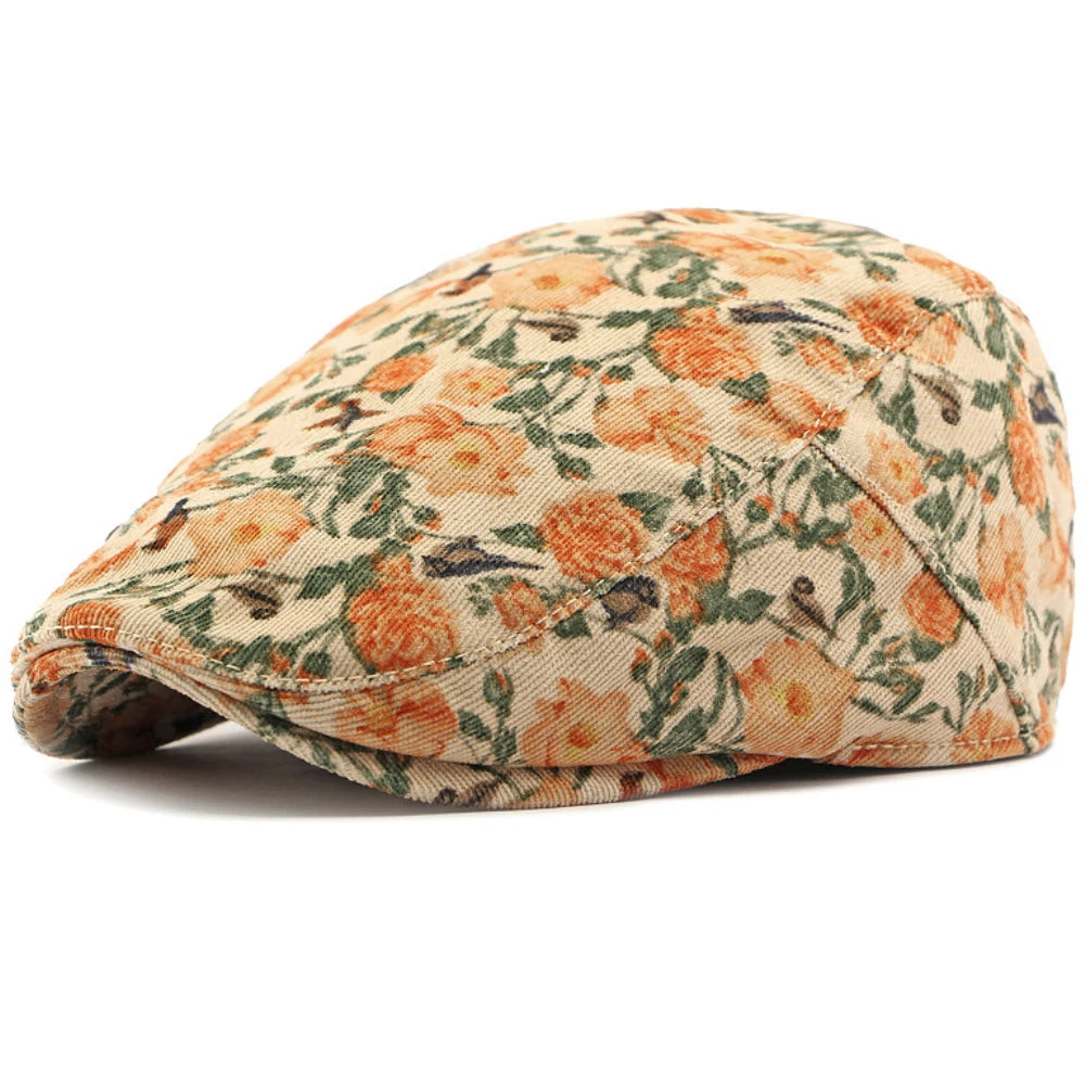 Winter Florals Cabbie Beret Caps