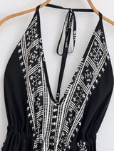 Nahlia's Wild Floral Backless Beach Boho Maxi Dress