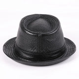 Genuine Leather Cowhide Short Brim Black/Brown Hat