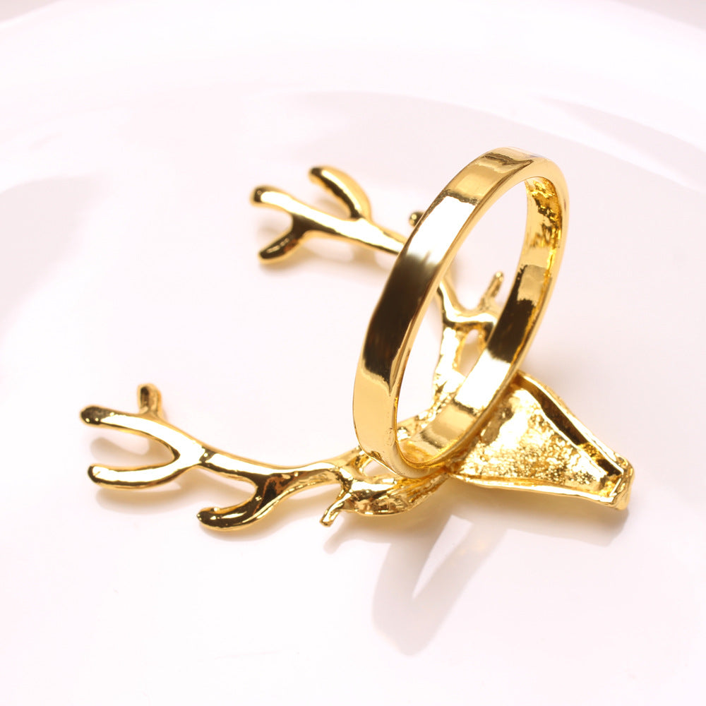 4Pcs Deer Napkin Rings Christmas Elk Head Alloy Xmas Reindeer Dining Table Decor