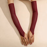 16 Colours Sheer Mesh 48cm Long Hook Finger Gloves Stretchy Sun Protection Cosplay Dance Wear